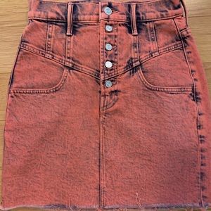 Pink denim high waisted skirt